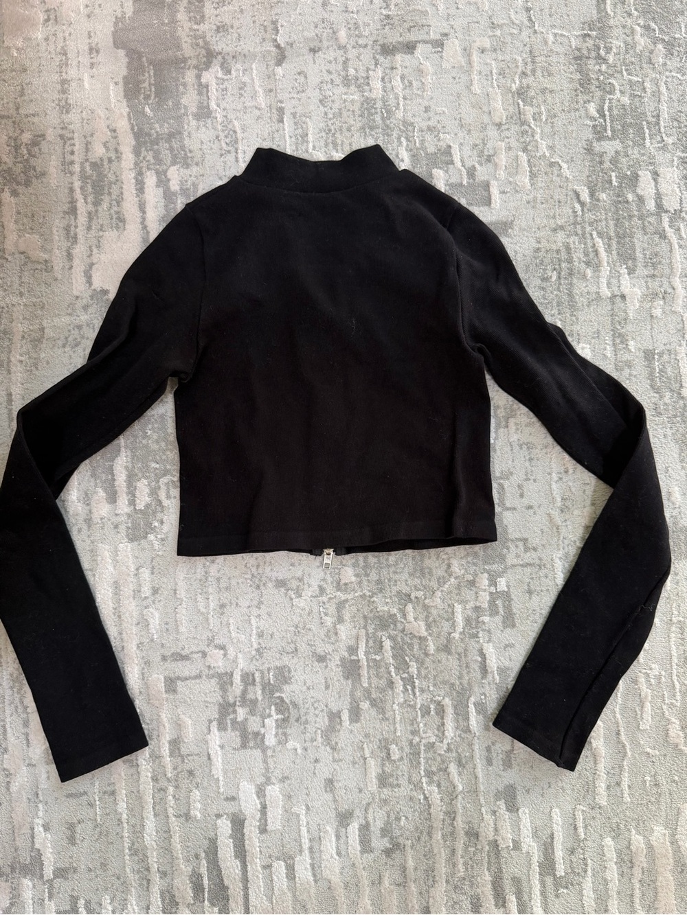 Black Zip-Front Crop ribbed shirt - Women - Picture 8 of 9